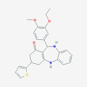 11-(3-ethoxy-4-methoxyphenyl)-3-(2-thienyl)-2,3,4,5,10,11-hexahydro-1H-dibenzo[b,e][1,4]diazepin-1-one