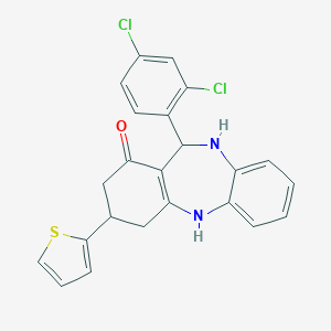 molecular formula C23H18Cl2N2OS B379218 11-(2,4-dichlorophenyl)-3-(2-thienyl)-2,3,4,5,10,11-hexahydro-1H-dibenzo[b,e][1,4]diazepin-1-one 