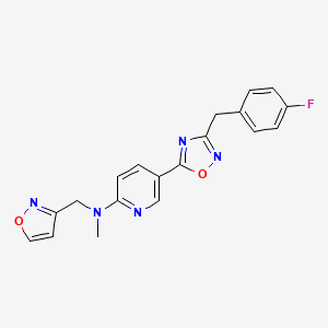 molecular formula C19H16FN5O2 B3792220 5-[3-(4-fluorobenzyl)-1,2,4-oxadiazol-5-yl]-N-(3-isoxazolylmethyl)-N-methyl-2-pyridinamine 