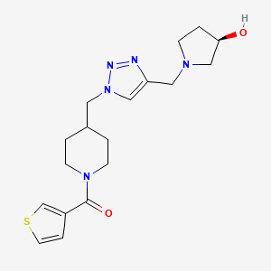 molecular formula C18H25N5O2S B3792271 (3R)-1-[(1-{[1-(3-thienylcarbonyl)-4-piperidinyl]methyl}-1H-1,2,3-triazol-4-yl)methyl]-3-pyrrolidinol trifluoroacetate (salt) 