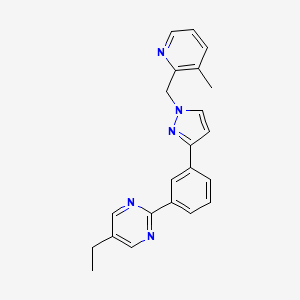 molecular formula C22H21N5 B3792319 5-ethyl-2-(3-{1-[(3-methyl-2-pyridinyl)methyl]-1H-pyrazol-3-yl}phenyl)pyrimidine 