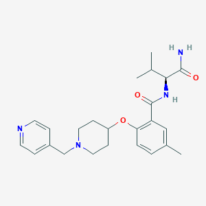 molecular formula C24H32N4O3 B3792350 N-[(1S)-1-(aminocarbonyl)-2-methylpropyl]-5-methyl-2-{[1-(4-pyridinylmethyl)-4-piperidinyl]oxy}benzamide 