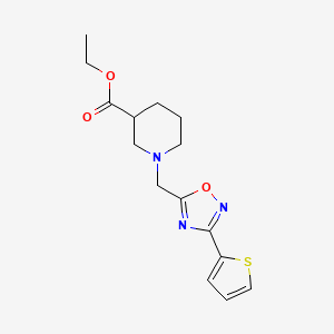 molecular formula C15H19N3O3S B3792369 ethyl 1-{[3-(2-thienyl)-1,2,4-oxadiazol-5-yl]methyl}-3-piperidinecarboxylate 