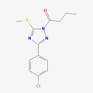 molecular formula C13H14ClN3OS B379244 1-[3-(4-Chlorophenyl)-5-(methylthio)-1,2,4-triazol-1-yl]-1-butanone 