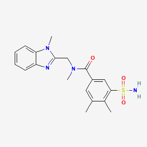 molecular formula C19H22N4O3S B3792440 3-(aminosulfonyl)-N,4,5-trimethyl-N-[(1-methyl-1H-benzimidazol-2-yl)methyl]benzamide 