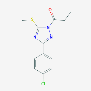 molecular formula C12H12ClN3OS B379246 1-[3-(4-Chlorophenyl)-5-(methylthio)-1,2,4-triazol-1-yl]-1-propanone 