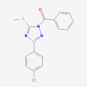 molecular formula C16H12ClN3OS B379247 1-benzoyl-3-(4-chlorophenyl)-5-(methylthio)-1H-1,2,4-triazole 