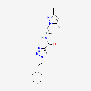 molecular formula C19H30N6O B3792476 1-(2-cyclohexylethyl)-N-[2-(3,5-dimethyl-1H-pyrazol-1-yl)-1-methylethyl]-1H-1,2,3-triazole-4-carboxamide 