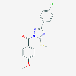 molecular formula C17H14ClN3O2S B379250 4-{[3-(4-chlorophenyl)-5-(methylsulfanyl)-1H-1,2,4-triazol-1-yl]carbonyl}phenyl methyl ether 