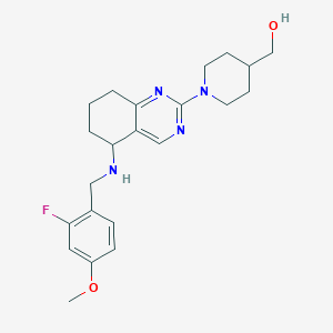 molecular formula C22H29FN4O2 B3792513 [1-[5-[(2-Fluoro-4-methoxyphenyl)methylamino]-5,6,7,8-tetrahydroquinazolin-2-yl]piperidin-4-yl]methanol 