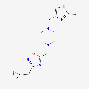 molecular formula C16H23N5OS B3792550 1-{[3-(cyclopropylmethyl)-1,2,4-oxadiazol-5-yl]methyl}-4-[(2-methyl-1,3-thiazol-4-yl)methyl]piperazine 