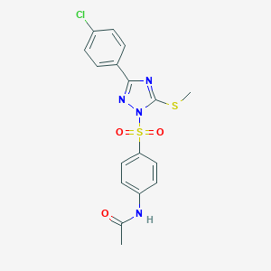 molecular formula C17H15ClN4O3S2 B379256 N-(4-{[3-(4-chlorophenyl)-5-(methylthio)-1H-1,2,4-triazol-1-yl]sulfonyl}phenyl)acetamide 