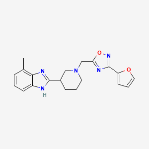 molecular formula C20H21N5O2 B3792593 2-(1-{[3-(2-furyl)-1,2,4-oxadiazol-5-yl]methyl}piperidin-3-yl)-4-methyl-1H-benzimidazole 