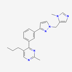 molecular formula C22H24N6 B3792611 2-methyl-4-(3-{1-[(1-methyl-1H-imidazol-5-yl)methyl]-1H-pyrazol-3-yl}phenyl)-5-propylpyrimidine 