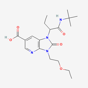 molecular formula C19H28N4O5 B3792618 1-{1-[(tert-butylamino)carbonyl]propyl}-3-(2-ethoxyethyl)-2-oxo-2,3-dihydro-1H-imidazo[4,5-b]pyridine-6-carboxylic acid 