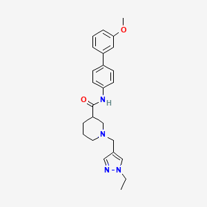 molecular formula C25H30N4O2 B3792648 1-[(1-ethyl-1H-pyrazol-4-yl)methyl]-N-(3'-methoxy-4-biphenylyl)-3-piperidinecarboxamide 