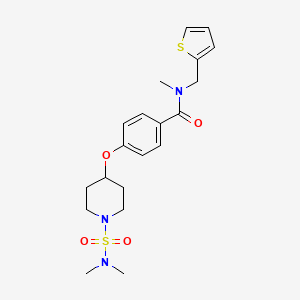 molecular formula C20H27N3O4S2 B3792670 4-({1-[(dimethylamino)sulfonyl]-4-piperidinyl}oxy)-N-methyl-N-(2-thienylmethyl)benzamide 