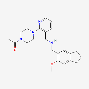 molecular formula C23H30N4O2 B3792688 1-[2-(4-acetyl-1-piperazinyl)-3-pyridinyl]-N-[(6-methoxy-2,3-dihydro-1H-inden-5-yl)methyl]methanamine 