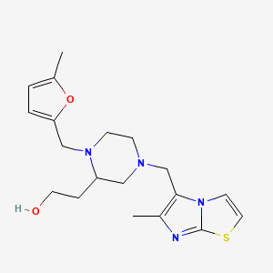 2-{1-[(5-methyl-2-furyl)methyl]-4-[(6-methylimidazo[2,1-b][1,3]thiazol-5-yl)methyl]-2-piperazinyl}ethanol