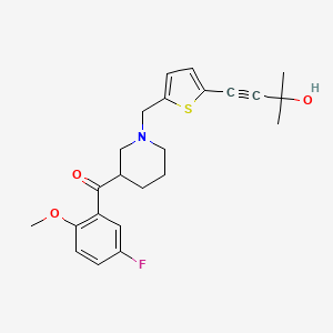 molecular formula C23H26FNO3S B3792754 (5-fluoro-2-methoxyphenyl)(1-{[5-(3-hydroxy-3-methyl-1-butyn-1-yl)-2-thienyl]methyl}-3-piperidinyl)methanone 