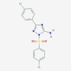 molecular formula C14H10Cl2N4O2S B379278 3-(4-chlorophenyl)-1-[(4-chlorophenyl)sulfonyl]-1H-1,2,4-triazol-5-ylamine 