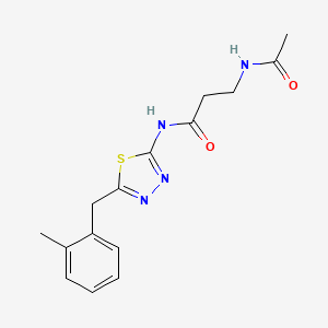 molecular formula C15H18N4O2S B3792796 3-(acetylamino)-N-[5-(2-methylbenzyl)-1,3,4-thiadiazol-2-yl]propanamide 