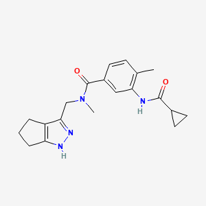 molecular formula C20H24N4O2 B3792815 3-[(cyclopropylcarbonyl)amino]-N,4-dimethyl-N-(2,4,5,6-tetrahydrocyclopenta[c]pyrazol-3-ylmethyl)benzamide CAS No. 1269054-14-9