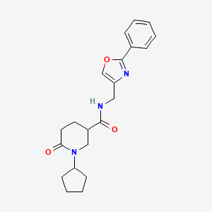 1-cyclopentyl-6-oxo-N-[(2-phenyl-1,3-oxazol-4-yl)methyl]-3-piperidinecarboxamide