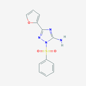 molecular formula C12H10N4O3S B379286 3-(2-furyl)-1-(phenylsulfonyl)-1H-1,2,4-triazol-5-ylamine 