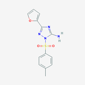 molecular formula C13H12N4O3S B379289 3-(2-furyl)-1-[(4-methylphenyl)sulfonyl]-1H-1,2,4-triazol-5-ylamine 