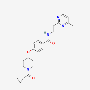 molecular formula C24H30N4O3 B3792898 4-[1-(cyclopropanecarbonyl)piperidin-4-yl]oxy-N-[2-(4,6-dimethylpyrimidin-2-yl)ethyl]benzamide 