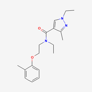 molecular formula C18H25N3O2 B3792927 N,1-diethyl-3-methyl-N-[2-(2-methylphenoxy)ethyl]-1H-pyrazole-4-carboxamide 