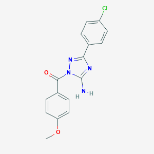 molecular formula C16H13ClN4O2 B379294 3-(4-chlorophenyl)-1-(4-methoxybenzoyl)-1H-1,2,4-triazol-5-ylamine 