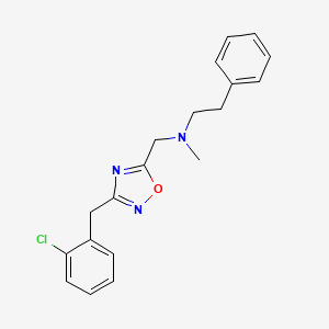 molecular formula C19H20ClN3O B3792941 N-{[3-(2-chlorobenzyl)-1,2,4-oxadiazol-5-yl]methyl}-N-methyl-2-phenylethanamine 