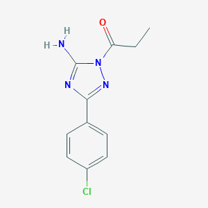 molecular formula C11H11ClN4O B379295 3-(4-chlorophenyl)-1-propionyl-1H-1,2,4-triazol-5-ylamine 