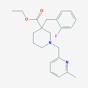 molecular formula C22H27FN2O2 B3792960 ethyl 3-(2-fluorobenzyl)-1-[(6-methyl-2-pyridinyl)methyl]-3-piperidinecarboxylate 