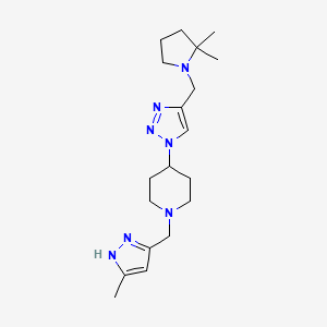 molecular formula C19H31N7 B3792975 4-[4-[(2,2-dimethylpyrrolidin-1-yl)methyl]triazol-1-yl]-1-[(5-methyl-1H-pyrazol-3-yl)methyl]piperidine 