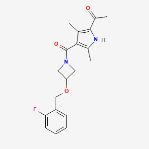 molecular formula C19H21FN2O3 B3792976 1-[4-({3-[(2-fluorobenzyl)oxy]azetidin-1-yl}carbonyl)-3,5-dimethyl-1H-pyrrol-2-yl]ethanone 