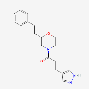 molecular formula C18H23N3O2 B3792978 2-(2-phenylethyl)-4-[3-(1H-pyrazol-4-yl)propanoyl]morpholine 