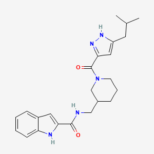 N-[[1-[5-(2-methylpropyl)-1H-pyrazole-3-carbonyl]piperidin-3-yl]methyl]-1H-indole-2-carboxamide