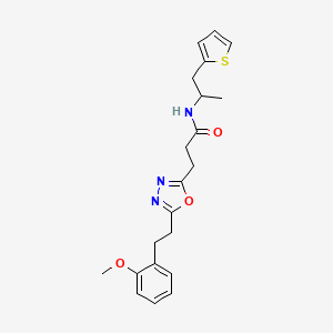 molecular formula C21H25N3O3S B3792988 3-{5-[2-(2-methoxyphenyl)ethyl]-1,3,4-oxadiazol-2-yl}-N-[1-methyl-2-(2-thienyl)ethyl]propanamide 