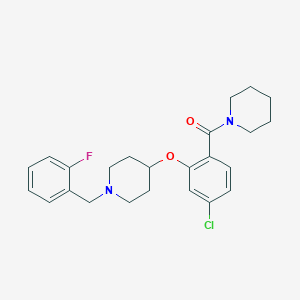 molecular formula C24H28ClFN2O2 B3793040 4-[5-chloro-2-(1-piperidinylcarbonyl)phenoxy]-1-(2-fluorobenzyl)piperidine 