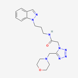 molecular formula C18H24N8O2 B3793048 N-[3-(1H-indazol-1-yl)propyl]-2-[5-(4-morpholinylmethyl)-1H-tetrazol-1-yl]acetamide 