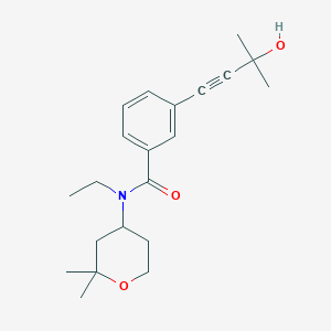 molecular formula C21H29NO3 B3793070 N-(2,2-dimethyltetrahydro-2H-pyran-4-yl)-N-ethyl-3-(3-hydroxy-3-methylbut-1-yn-1-yl)benzamide 