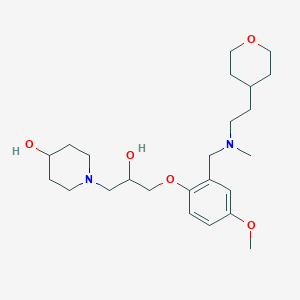 1-[2-Hydroxy-3-[4-methoxy-2-[[methyl-[2-(oxan-4-yl)ethyl]amino]methyl]phenoxy]propyl]piperidin-4-ol