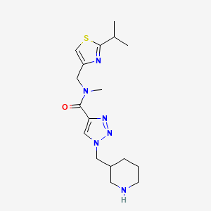 molecular formula C17H26N6OS B3793129 N-[(2-isopropyl-1,3-thiazol-4-yl)methyl]-N-methyl-1-(piperidin-3-ylmethyl)-1H-1,2,3-triazole-4-carboxamide 