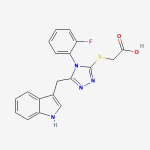 molecular formula C19H15FN4O2S B3793142 {[4-(2-fluorophenyl)-5-(1H-indol-3-ylmethyl)-4H-1,2,4-triazol-3-yl]thio}acetic acid 