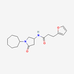 molecular formula C18H26N2O3 B3793168 N-(1-cycloheptyl-5-oxo-3-pyrrolidinyl)-3-(2-furyl)propanamide 