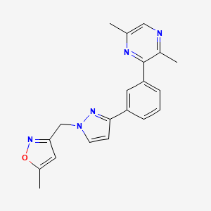 3-[[3-[3-(3,6-Dimethylpyrazin-2-yl)phenyl]pyrazol-1-yl]methyl]-5-methyl-1,2-oxazole