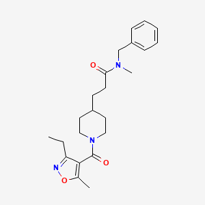 molecular formula C23H31N3O3 B3793226 N-benzyl-3-[1-(3-ethyl-5-methyl-1,2-oxazole-4-carbonyl)piperidin-4-yl]-N-methylpropanamide 